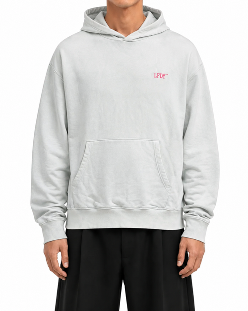 LFDY Hoodie "NO HELP" Weiß/Pink (S)