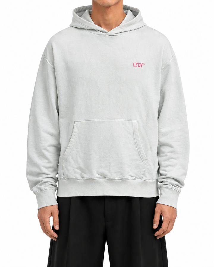 LFDY Hoodie "NO HELP" Weiß/Pink (S)