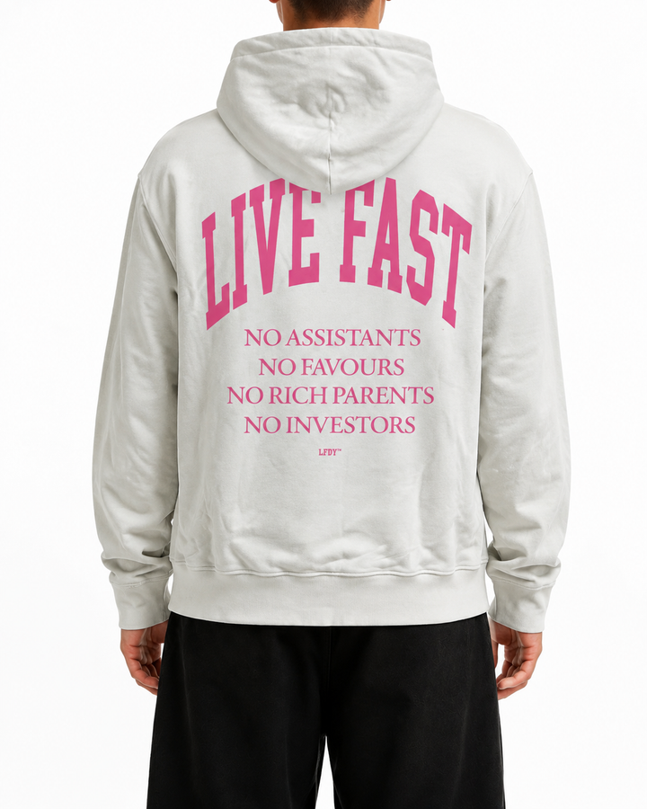 LFDY Hoodie "NO HELP" Weiß/Pink (S)