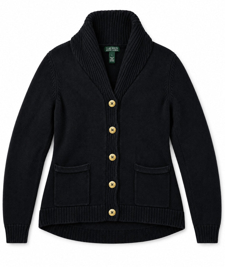 Lauren Ralph Lauren Strickjacke Schwarz L – Vorderansicht