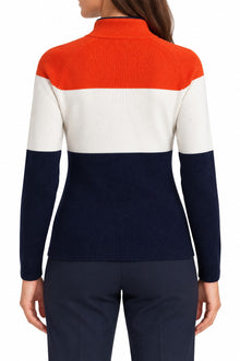Lauren Pullover "HALF-ZIP" Blau/Weiß/Orange (S)