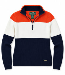 Lauren Pullover "HALF-ZIP" Blau/Weiß/Orange (S)