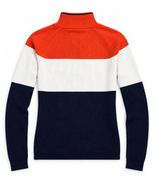 Lauren Pullover "HALF-ZIP" Blau/Weiß/Orange (S)