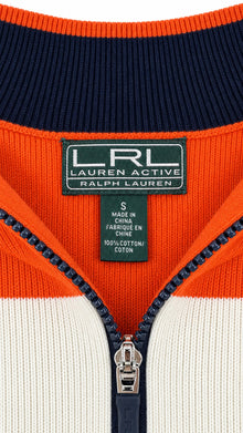 Lauren Pullover "HALF-ZIP" Blau/Weiß/Orange (S)