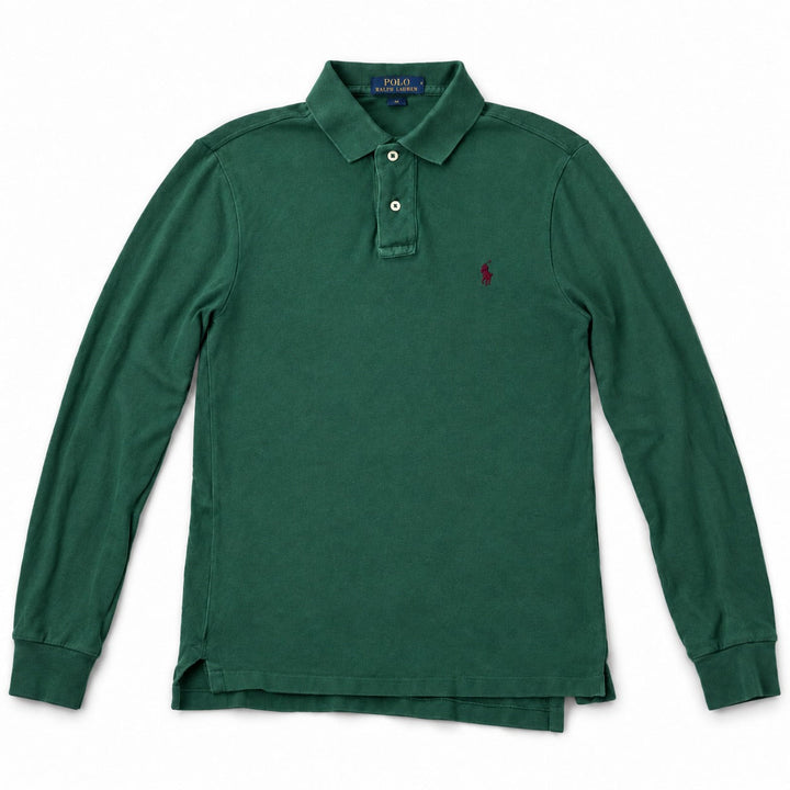 Ralph Lauren Langarm-Polo Grün S – Vorderansicht