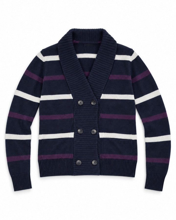 Tommy Hilfiger Strickjacke Navy gestreift S – Vorderansicht